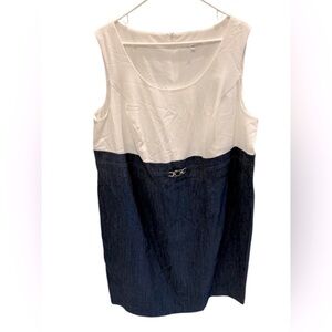 Studio One New York Women’s Navy Blue and White Sleeveless Dress Size 22W New